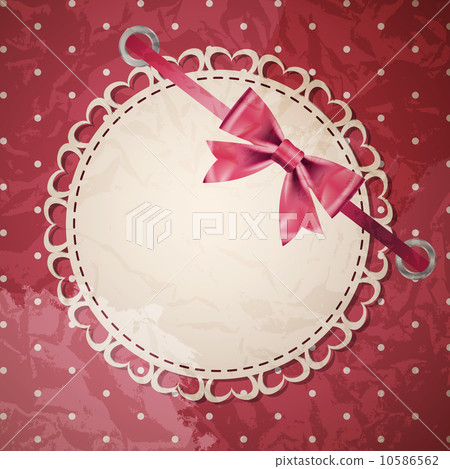 Vector greeting card with frame and bow. Space for your text or 10586562