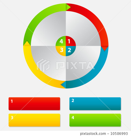 Concept of colorful circular banners with arrows for different b 10586993