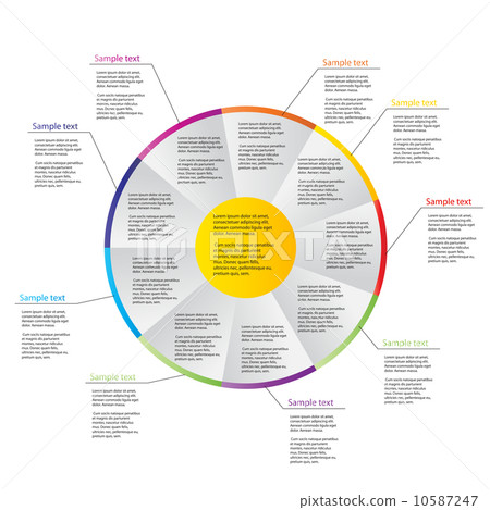 Concept of colorful circular banners with arrows for different b 10587247