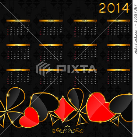 2014 new year calendar in poker theme vector illustration 2014 new year calendar in poker theme vector illustration 10587367