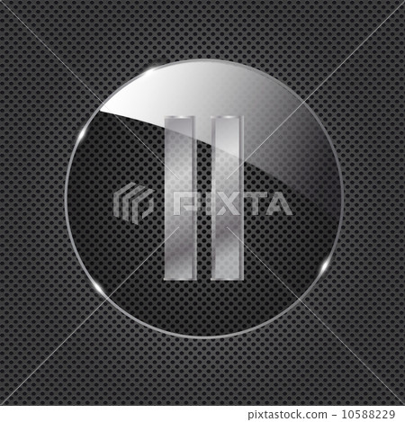 Glass button icon on metal background. Vector illustration 10588229