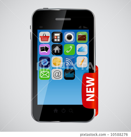 mobile phone with red label vector illustration 10588276