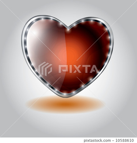 orange heart shaped glass button. vector illustration on valenti 10588610