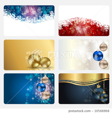 Set of cards with Christmas BALLS, stars and snowflakes, illustr Set of cards with Christmas BALLS, stars and snowflakes, illustr 10588908