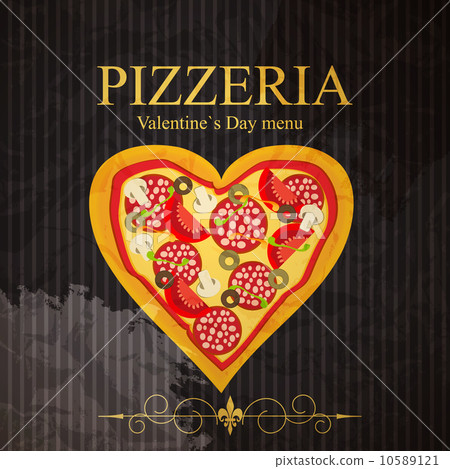 Pizza Menu Template on Valentine`s Day, vector illustration Pizza Menu Template on Valentine`s Day, vector illustration 10589121