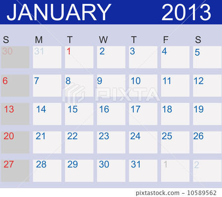 Calendar 2013. January. Vector Illustration Calendar 2013. January. Vector Illustration 10589562