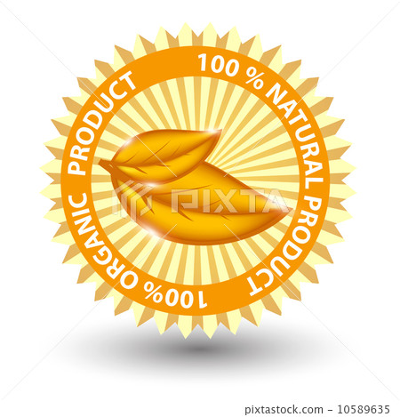 100% natural green label isolated on white.vector illustration 10589635