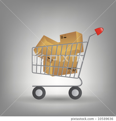 shopping cart with boxes icon vector illustration shopping cart with boxes icon vector illustration 10589636