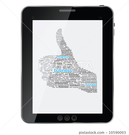 Illustration of the thumbs up symbol, which is composed of words 10590003