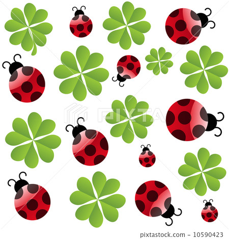 vector clover leaf with ladybird seamless pattern 10590423
