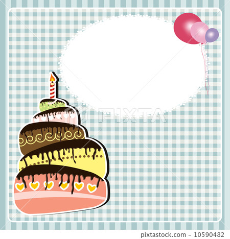 Vector illustration of Birthday card with cake - Stock Illustration ...