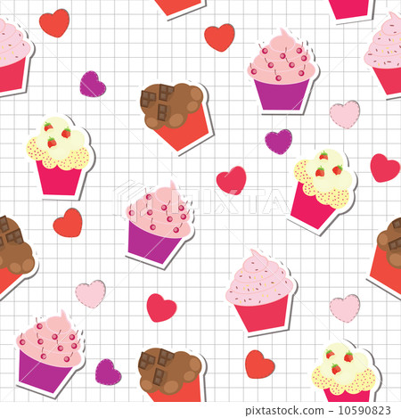 seamless pattern with cute cupcakes, vector illustration seamless pattern with cute cupcakes, vector illustration 10590823