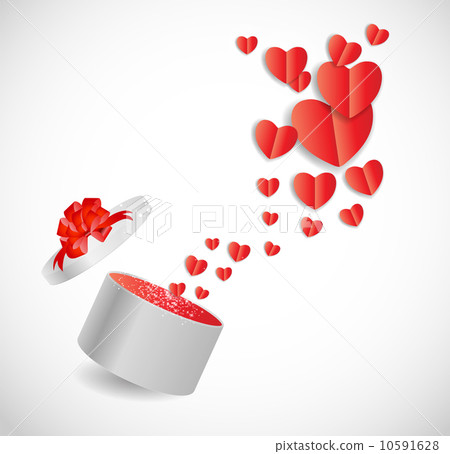 Valentines Day Card with Gift Box and Heart... - Stock Illustration ...