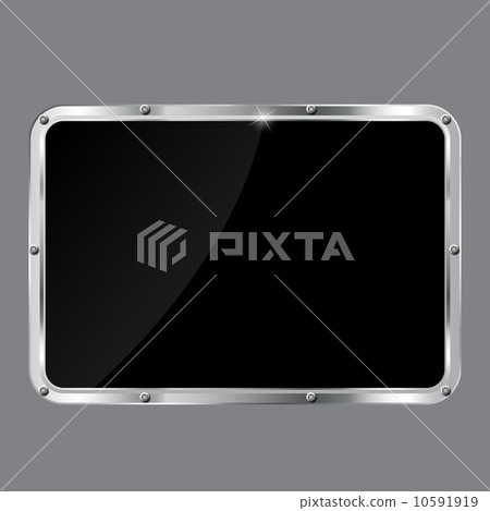 Glass frame on abstract metal background. Vector illustration. 10591919