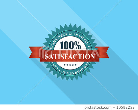Vector100% Satisfaction Label with Red Ribbon. Vector100% Satisfaction Label with Red Ribbon. 10592252