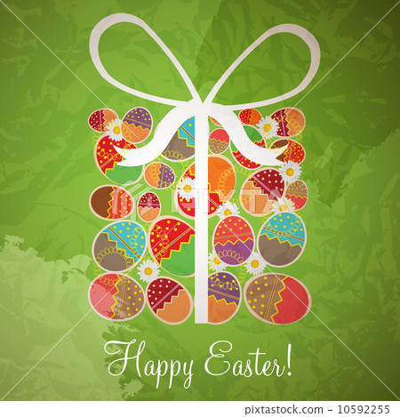 Easter card template - gift box from eggs 10592255