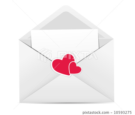 Valentine`s Day Card with Envelope, Heart and Rose Flower Vector 10593275