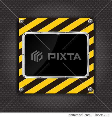 Glossy black plate on a cunstruction background vector illustrat Glossy black plate on a cunstruction background vector illustrat 10593292