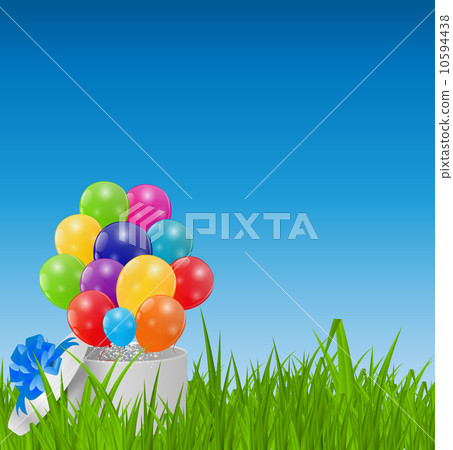 Glossy Balloons on Drass Field Vector Illustration Glossy Balloons on Drass Field Vector Illustration 10594438