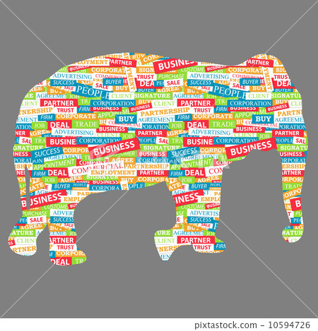 Elephant figurine, made up of words on a business topic Elephant figurine, made up of words on a business topic 10594726