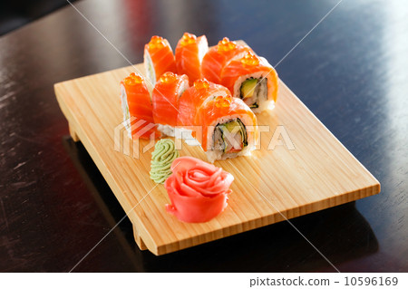 sushi on the wood board sushi on the wood board 10596169
