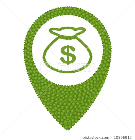 Four Leaf Clover of Money Bag and Navication Icon 10596913