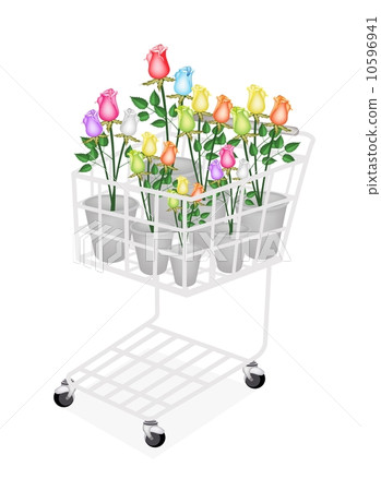 Three Beautiful Roses in A Shopping Cart Three Beautiful Roses in A Shopping Cart 10596941