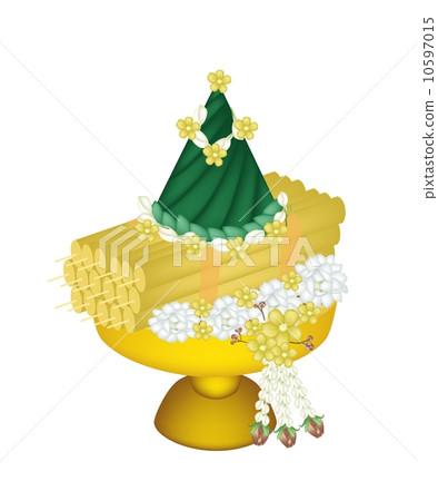 Flowers and Candles Decorated on Tray with Pedestal 10597015