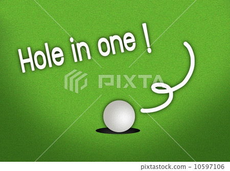Putted Golfball Dropping Hole in One Shot 10597106