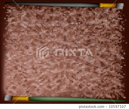 Two Artist Brushes on Dark Brown Background 10597107