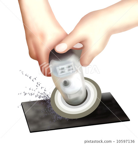 Human Hand Working with A Power Grinder 10597136