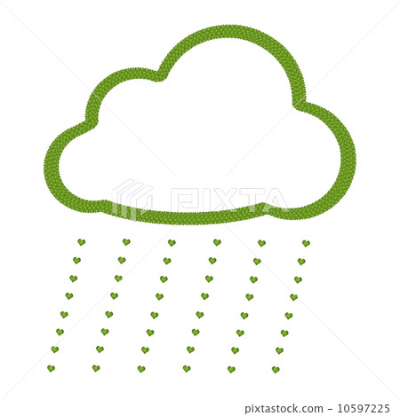 A Four Leaf Clover of Cloud Icon with Heart Rain 10597225