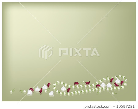 Jasmine Garland and Soft Prepared Chalk for Songkran Background Jasmine Garland and Soft Prepared Chalk for Songkran Background 10597281