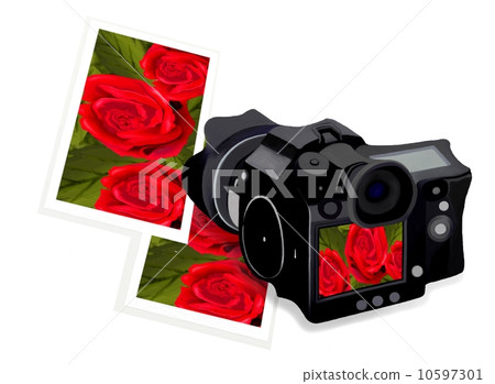 A Camera with Rose Image and Frame A Camera with Rose Image and Frame 10597301