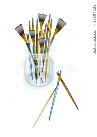 Various Size of Artist Brushes in Jar 10597322
