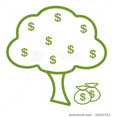 A Tree Made of Four Leaf Clover with Dollar Sign 10597353