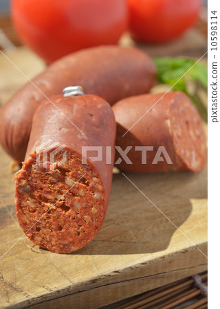 Sucuk on a cutting board 10598114