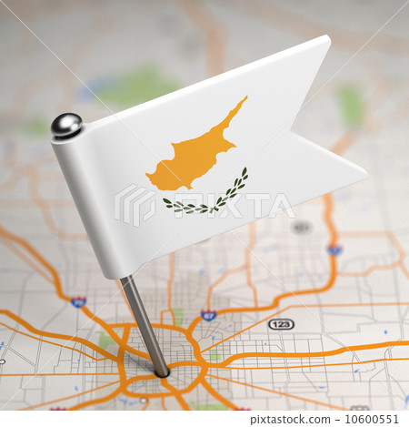 Cyprus Small Flag on a Map Background. 10600551