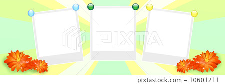 Orange Gerbera Flowers with Three Horizontal Photo Frame Orange Gerbera Flowers with Three Horizontal Photo Frame 10601211