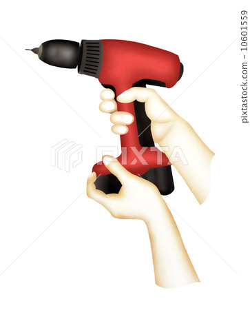 Hand Holding A Cordless Drill for Home Improvement Hand Holding A Cordless Drill for Home Improvement 10601559