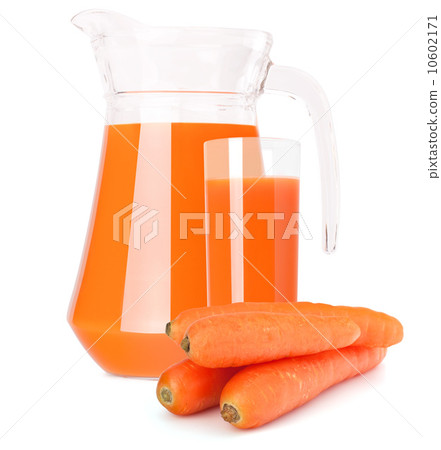 Carrot vegetable juice in glass jug Carrot vegetable juice in glass jug 10602171