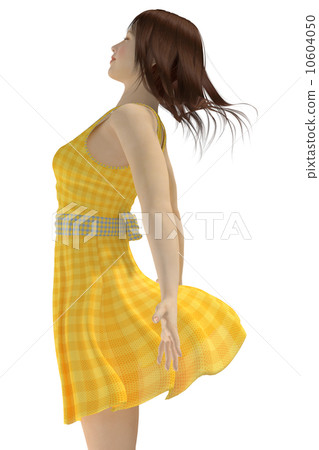 Woman for wind-blown synthetic background Transparent real 3D CG illustration material 10604050