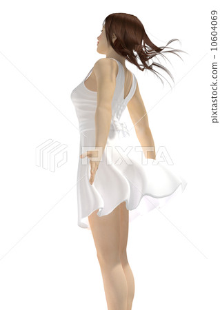 風吹的合成背景透明真正的3D CG例證材料的婦女 10604069