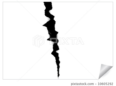 Paper sheet with black ragged crack 10605292