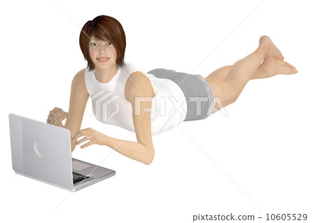 Woman Using Computer No Background Ladies laptop computer woman making background... - Stock Illustration ...