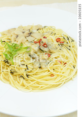 Delicious clams and mushrooms pasta 10605835