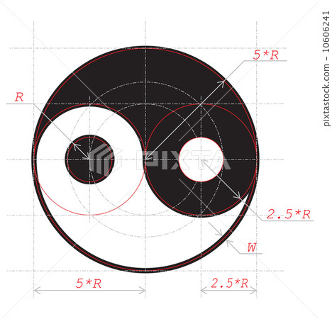 Scheme for drawing of Yin and Yang abstract symbol - Stock Illustration ...