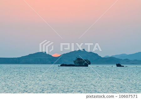 Shipwreck on coral reef in Red Sea 10607571