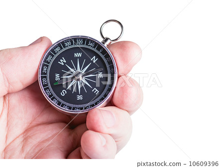 compass in hand on a white background compass in hand on a white background 10609396