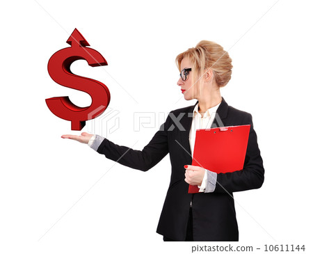 businesswoman holding dollar businesswoman holding dollar 10611144